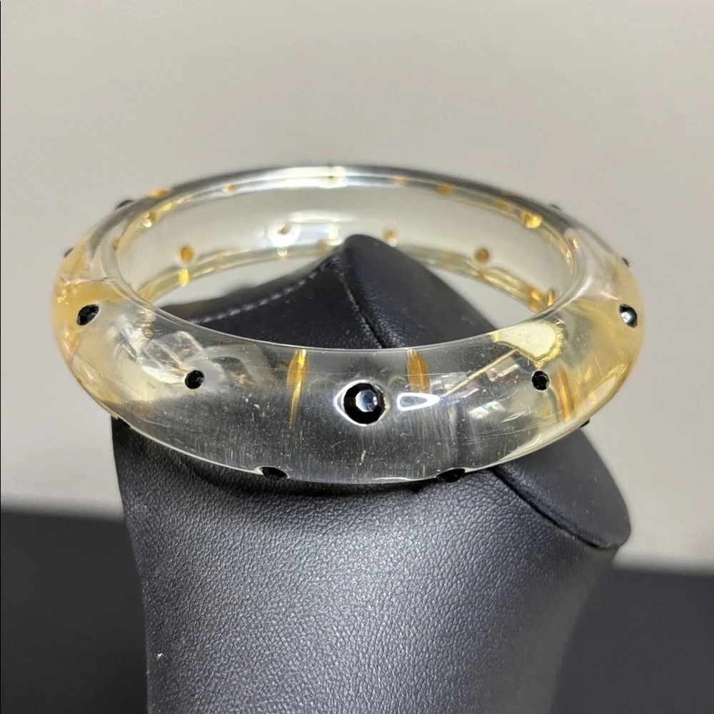 Elegant Vintage Retro Pinup Clear and Black Polka Dot Bracelet